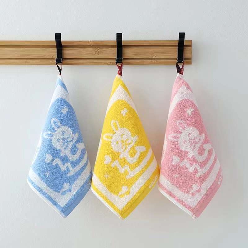 25*25cm pure cotton jacquard square towel, kindergarten saliva towel, face wipe small square towel detail image 7