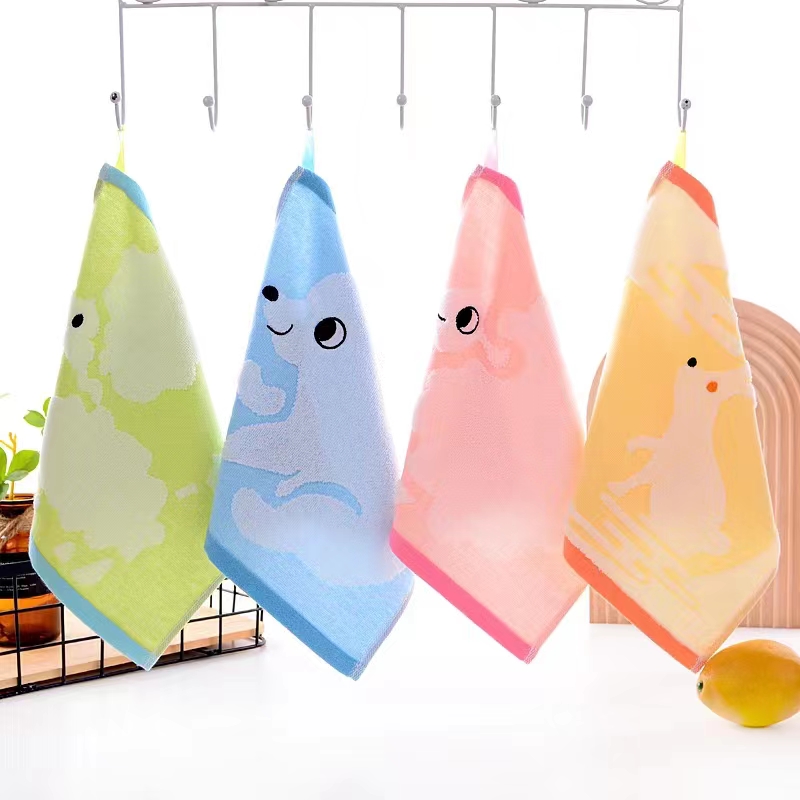 25*25cm pure cotton jacquard square towel, kindergarten saliva towel, face wipe small square towel detail image 9