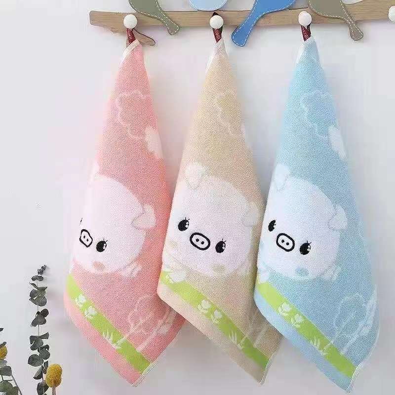 25*25cm pure cotton jacquard square towel, kindergarten saliva towel, face wipe small square towel detail image 12