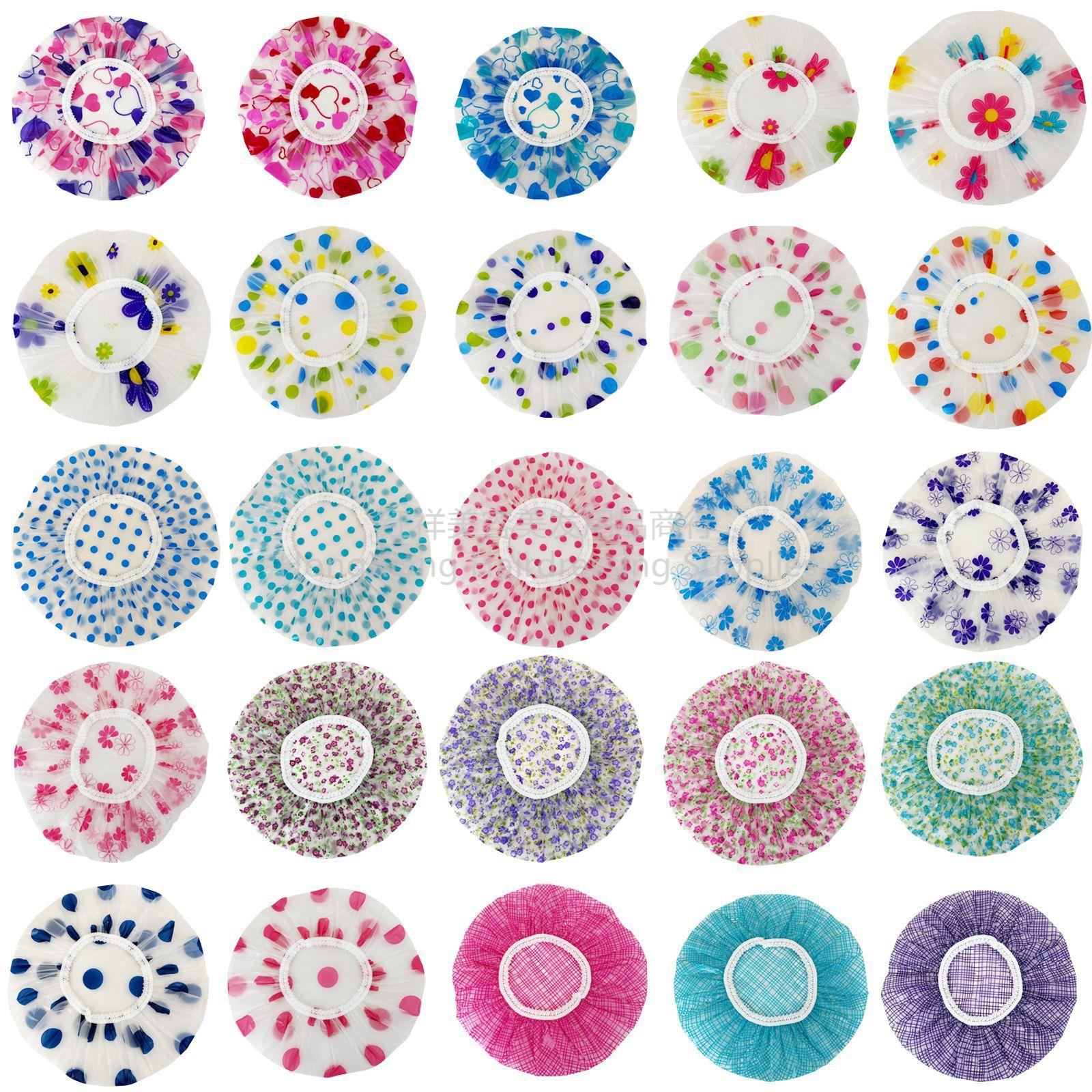 超大号成人防水浴帽双层田园厨房头套帽一次性防水女款eva浴帽批发