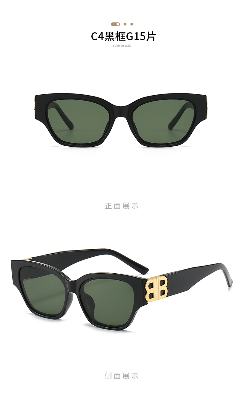 跨境女士小框方形太阳镜欧美复古B家个性墨镜sunglasses5445详情15