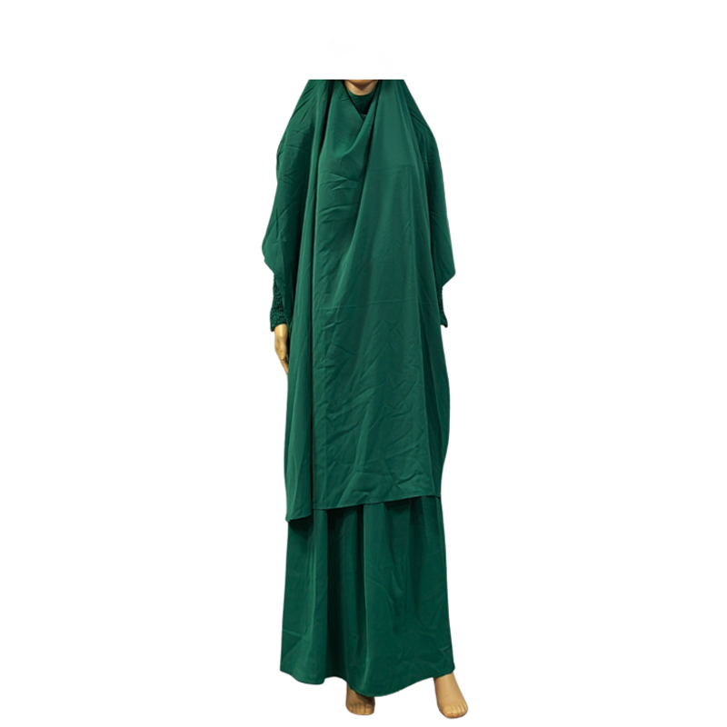Factory price direct sales: Hot-selling Nida two-piece solid color plus-size women's fashionable and trendy long prayer robe, Ramadan dress and robe Application Scenario