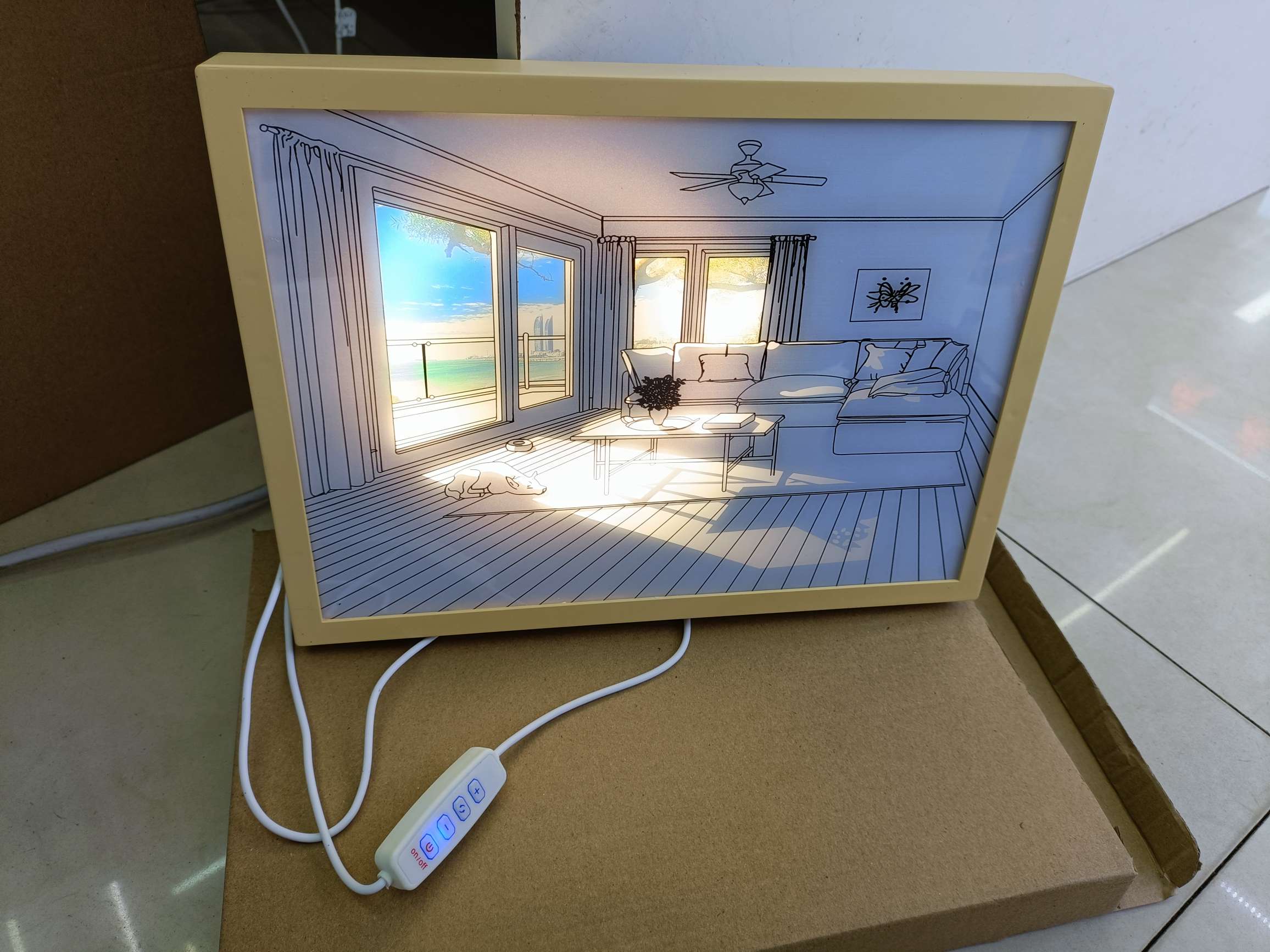 塑料框灯光画 usb灯 创意灯 图案多 三种灯光详情图10