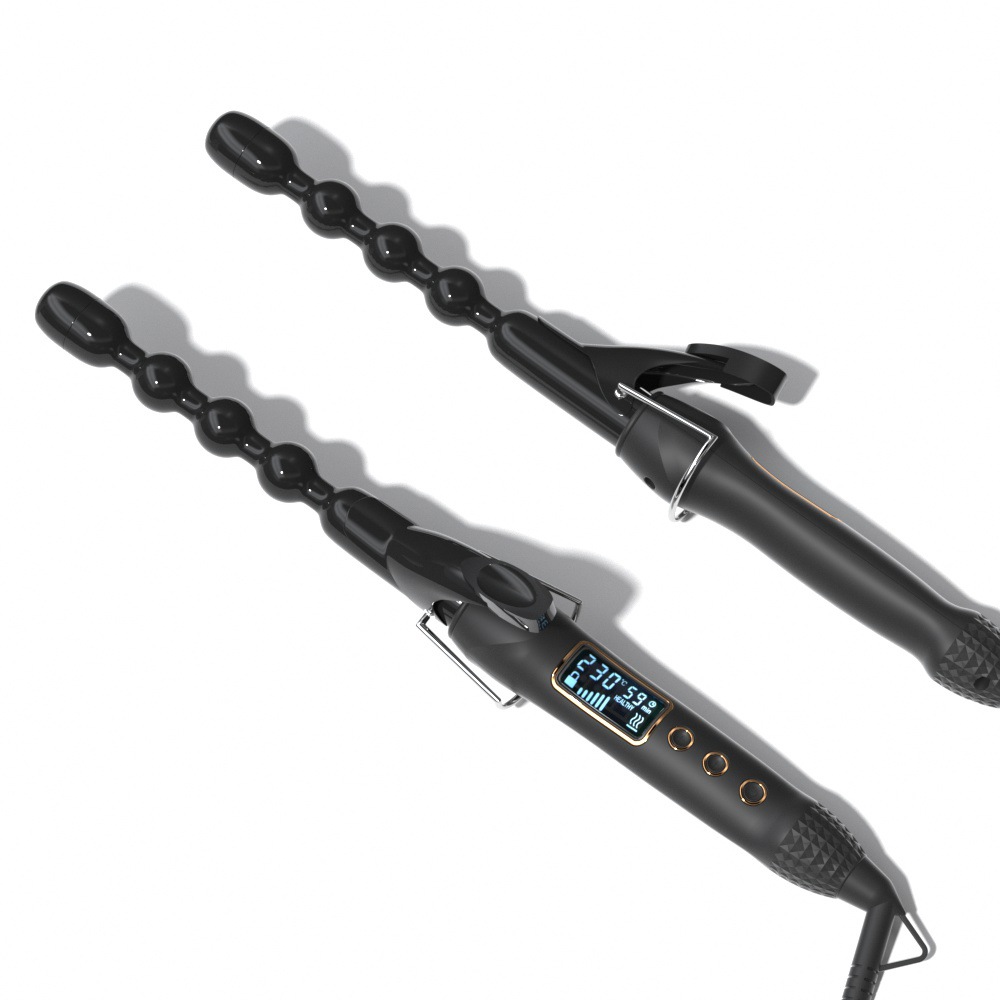 Mewells gourd-shaped curling iron LCD liquid crystal display gourd-shaped curling iron temperature-controlled curling tube hair salon Item Picture