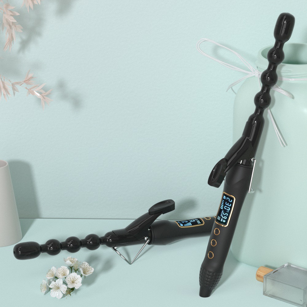 Mewells gourd-shaped curling iron LCD liquid crystal display gourd-shaped curling iron temperature-controlled curling tube hair salon Application Scenario