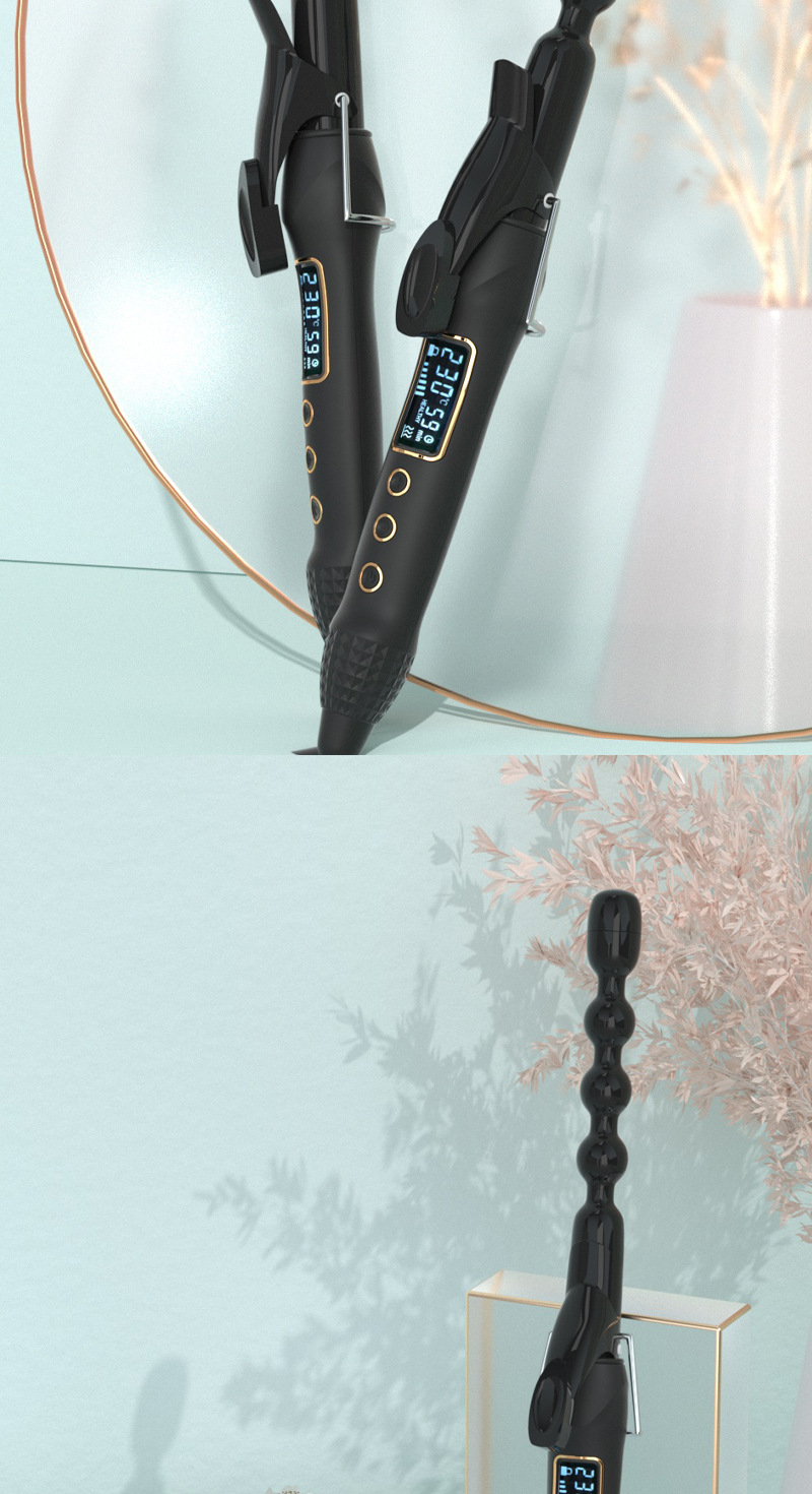 Mewells gourd-shaped curling iron LCD liquid crystal display gourd-shaped curling iron temperature-controlled curling tube hair salon pic 5
