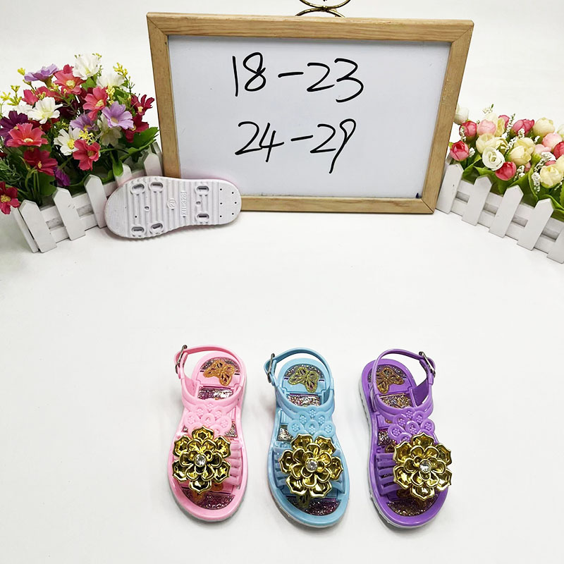 New summer PVC sandals for foreign trade, cute cartoon princess-style sandals for girls and children, custom-made by the factory Specification image