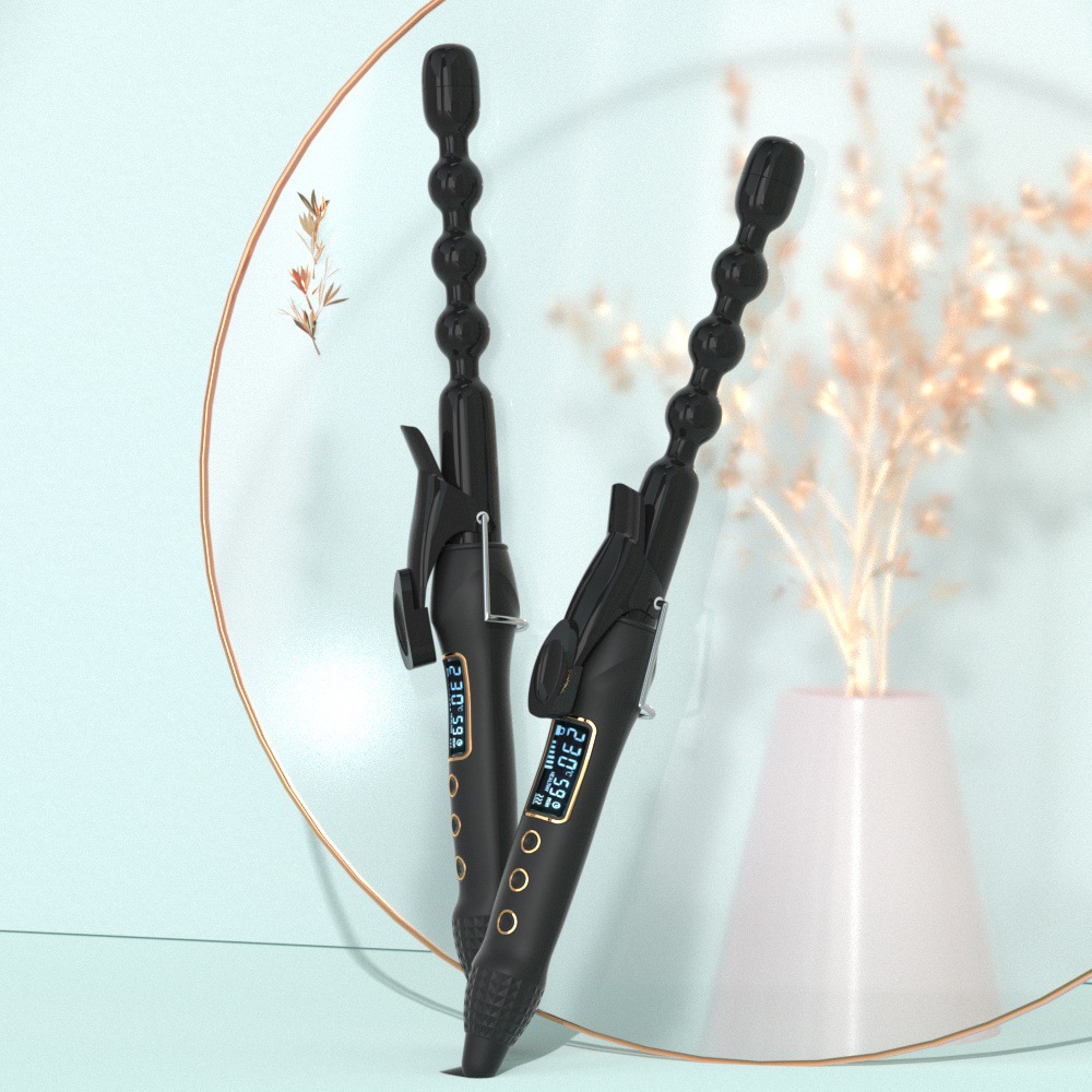 Mewells gourd-shaped curling iron LCD liquid crystal display gourd-shaped curling iron temperature-controlled curling tube hair salon Specification image
