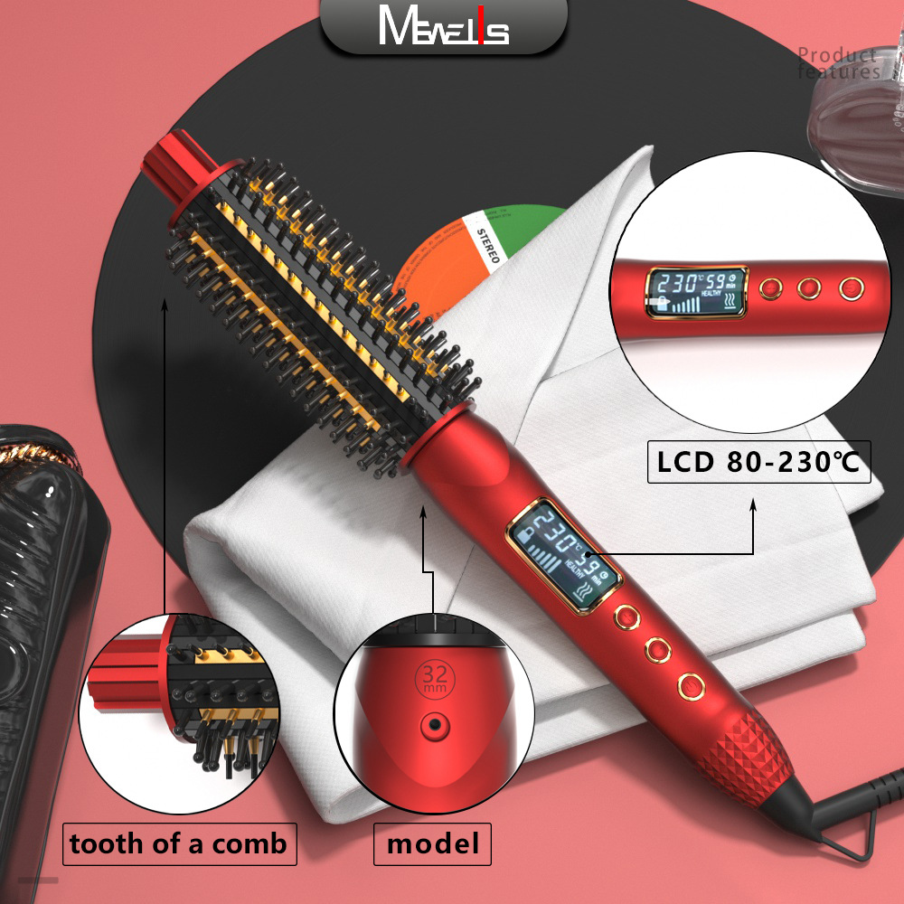 8603A-LX Electric heating Comb, curling and straightening dual-purpose, fluffy perming comb, internal straightening comb, hot curling comb, round comb, electric curling comb