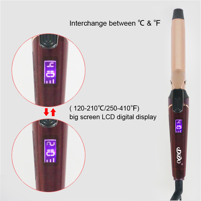 LOOF厂家现货LCD显示屏调温25mm卷发器带夹片支架卷发棒跨境专供详情2