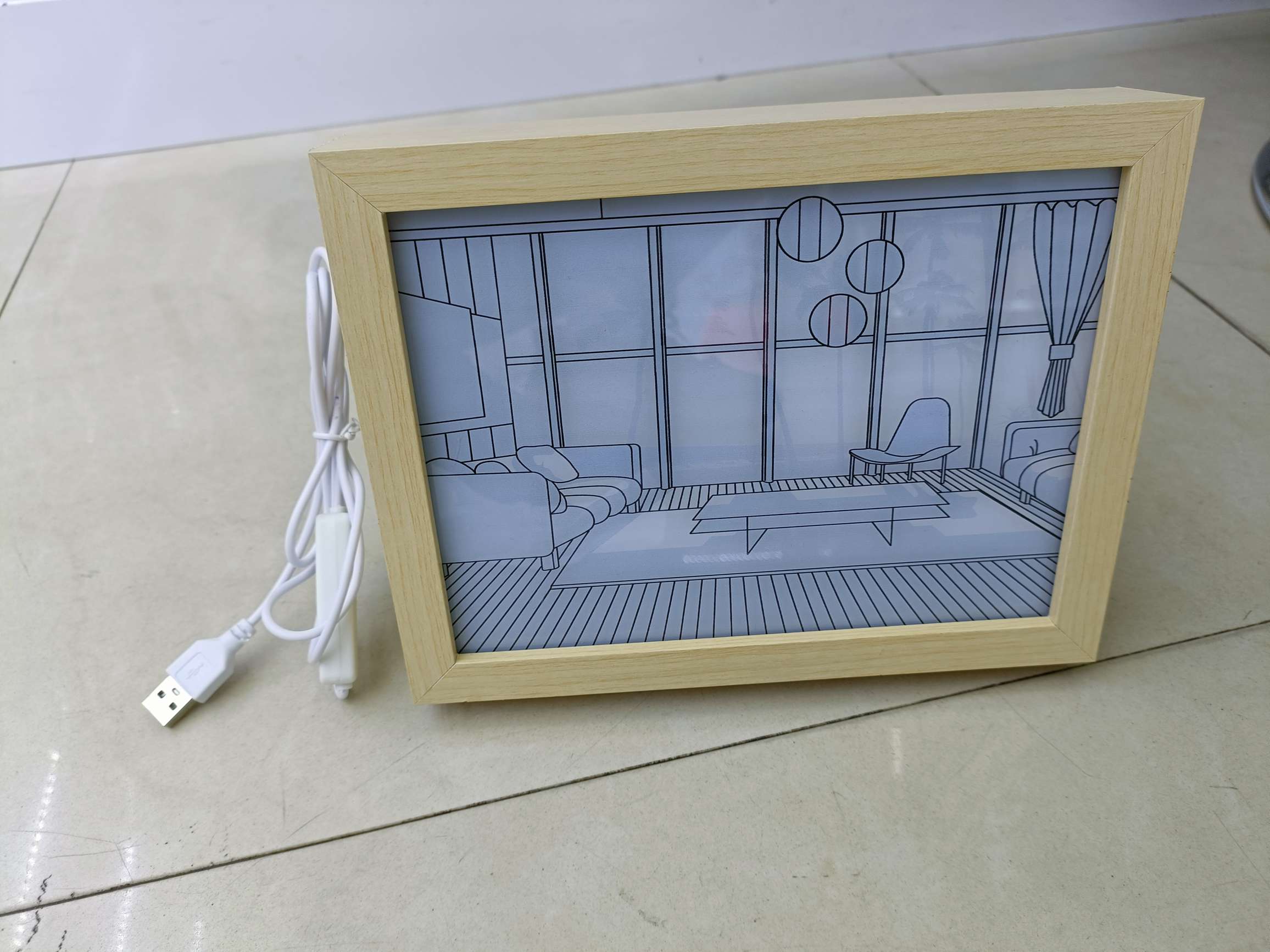 木框灯光画 usb接口 三种灯光  创意灯 图案多详情图4