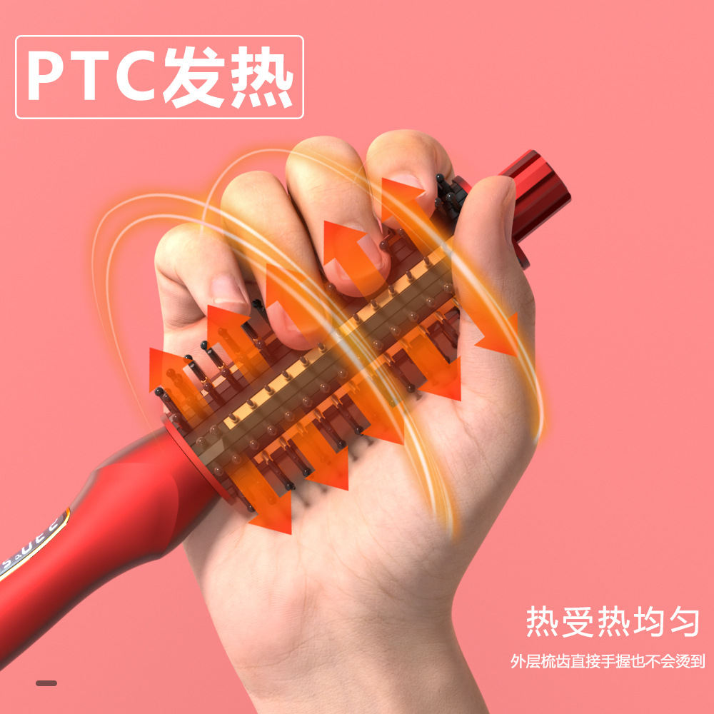 8603A-LX Electric heating Comb, curling and straightening dual-purpose, fluffy perming comb, internal straightening comb, hot curling comb, round comb, electric curling comb details Picture