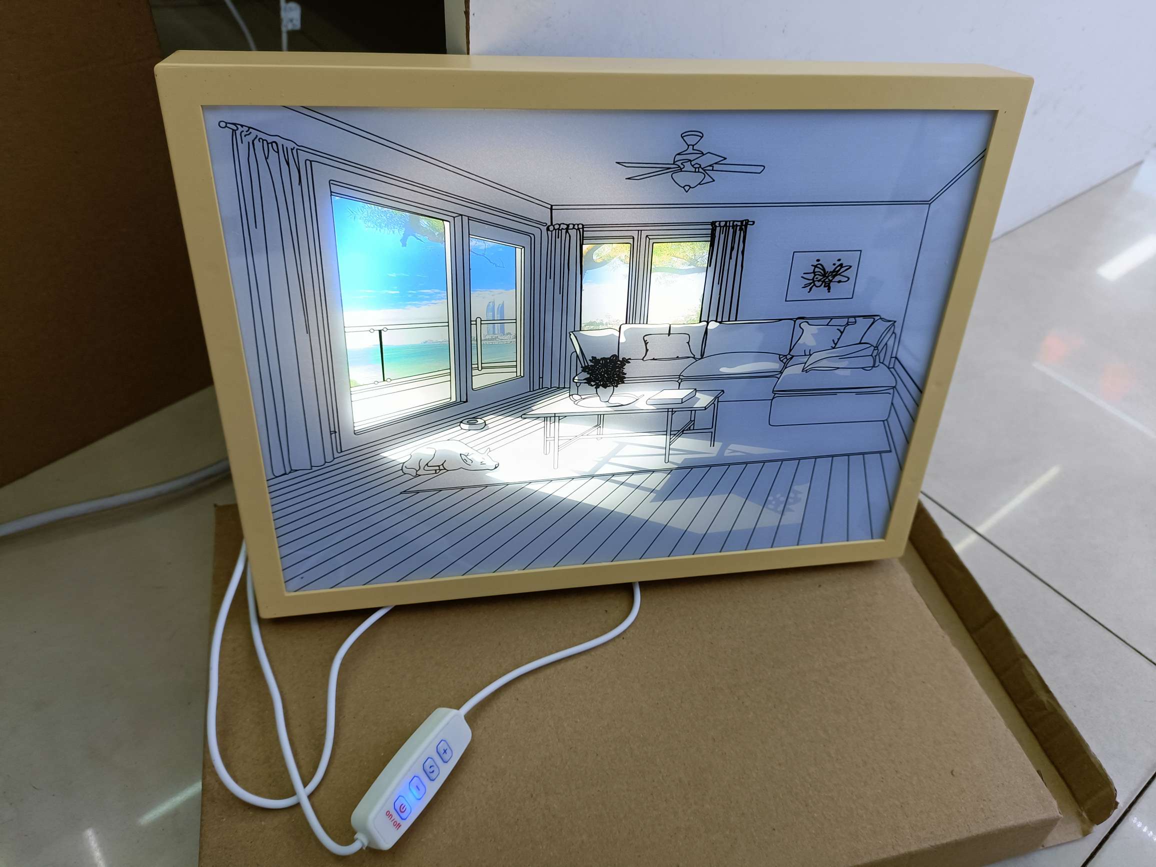 塑料框灯光画 usb灯 创意灯 图案多 三种灯光详情图11