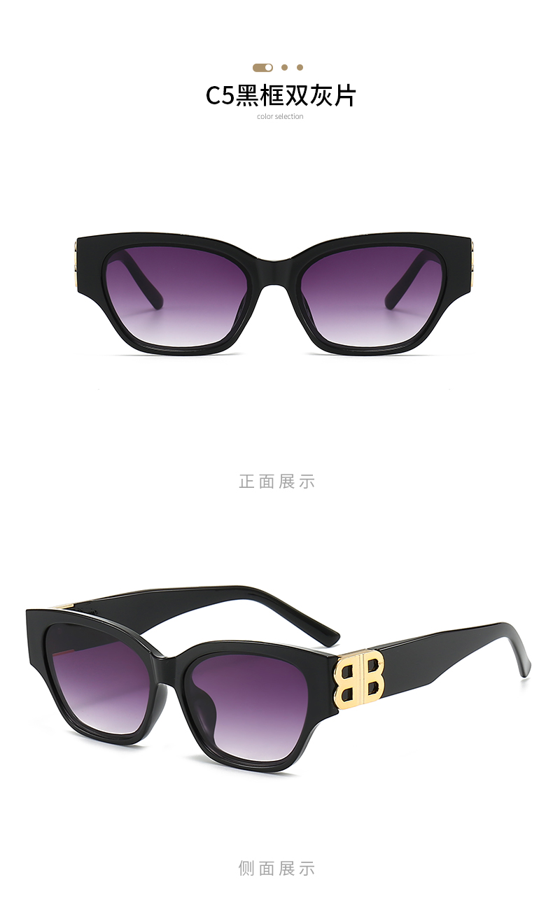 跨境女士小框方形太阳镜欧美复古B家个性墨镜sunglasses5445详情16