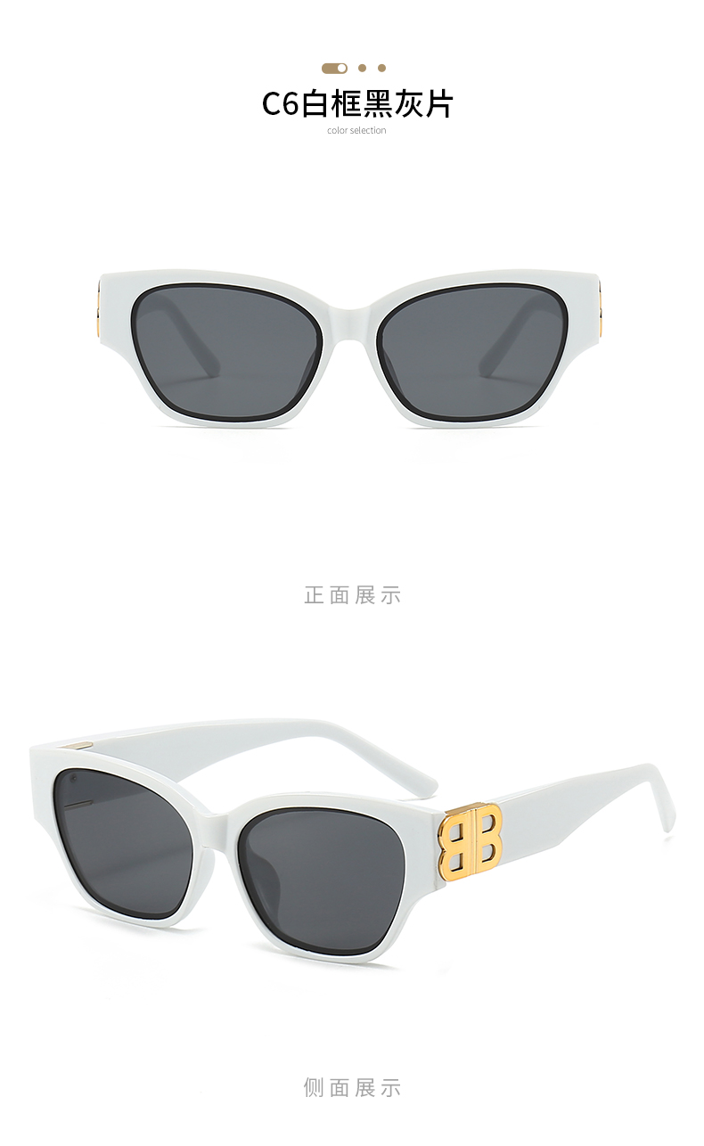 跨境女士小框方形太阳镜欧美复古B家个性墨镜sunglasses5445详情17
