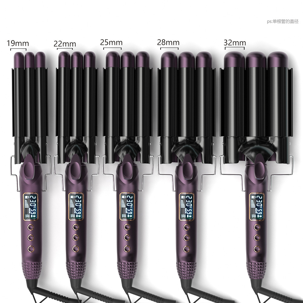 Mewells Egg Roll Bar LCD three-tube Hair Curler Egg Roll Hair Curler Instant Noodle Water Wave Large Wave Hair Curler Item Picture