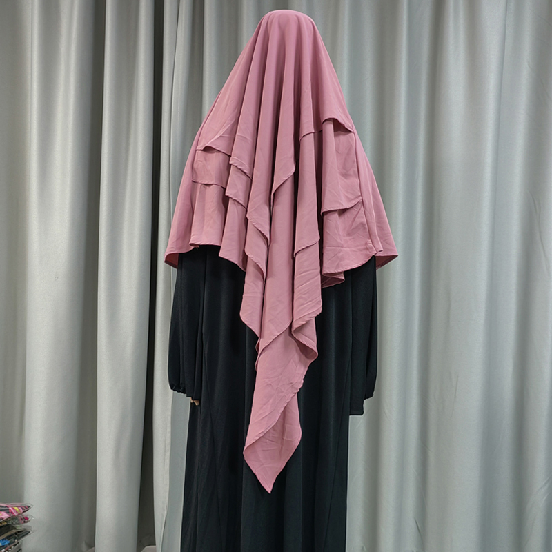 Europe And The United States New Cross-Border Factory Direct Sales Of Multi-Color Women's Muslim Pure Color Neda Headscarf Before One After Three Long Fashion Europe And The United States New Headscarf details Picture