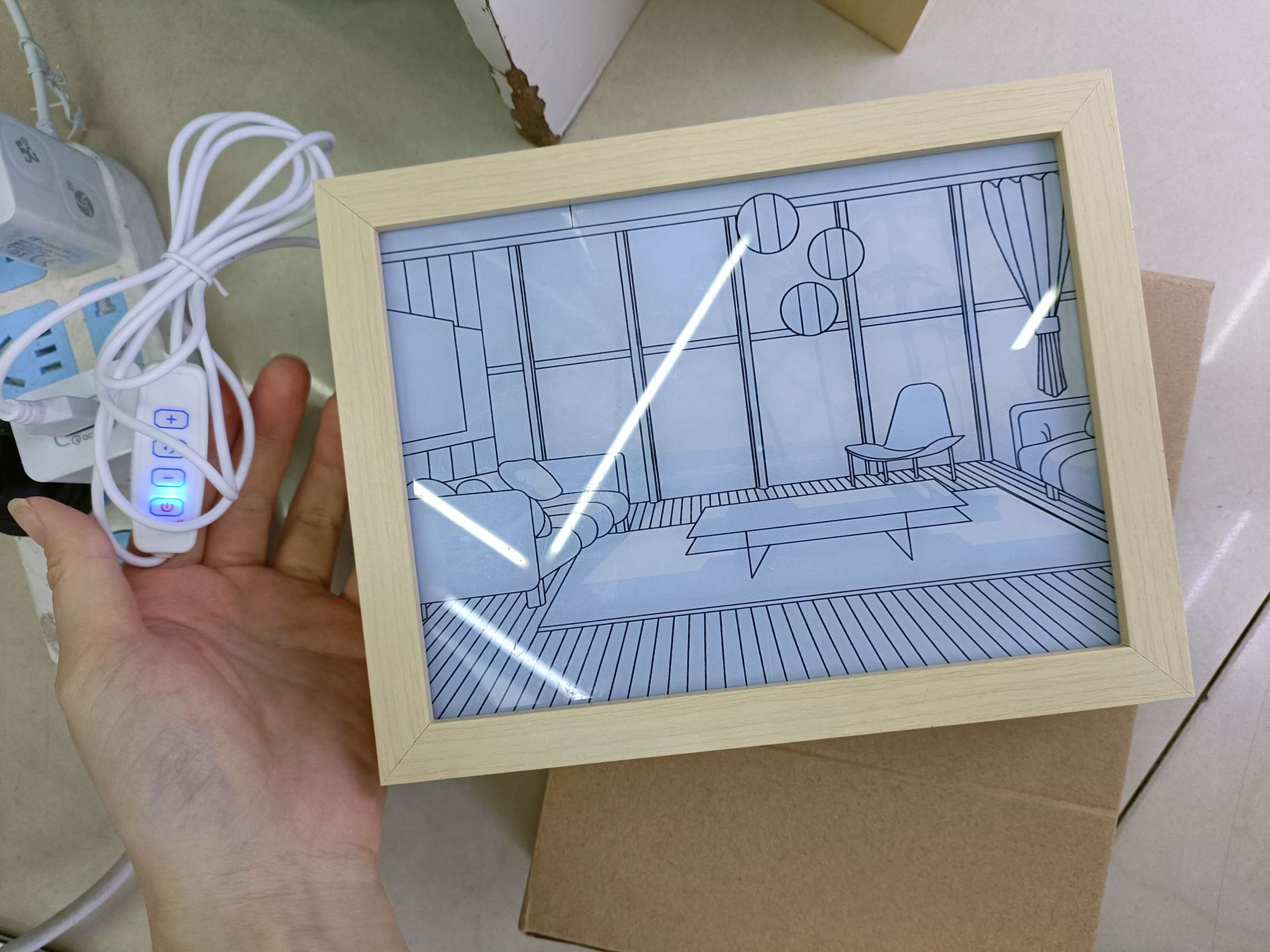 木框灯光画 usb接口 三种灯光  创意灯 图案多详情图6