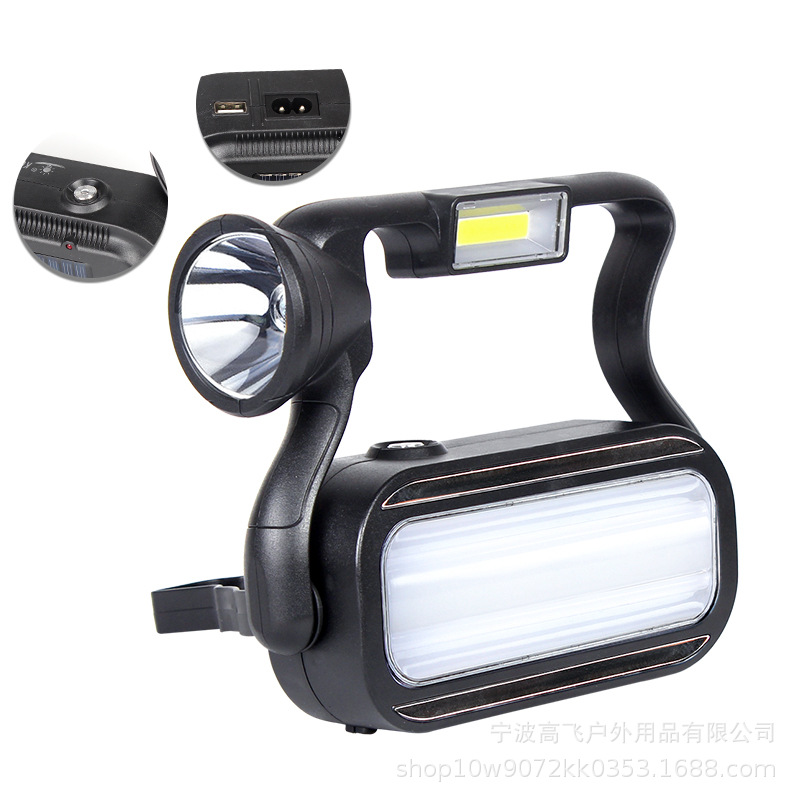 Cross-border high-intensity portable lamp, solar charging camping lamp, outdoor emergency flashlight, portable camping construction site lighting lamp Specification image