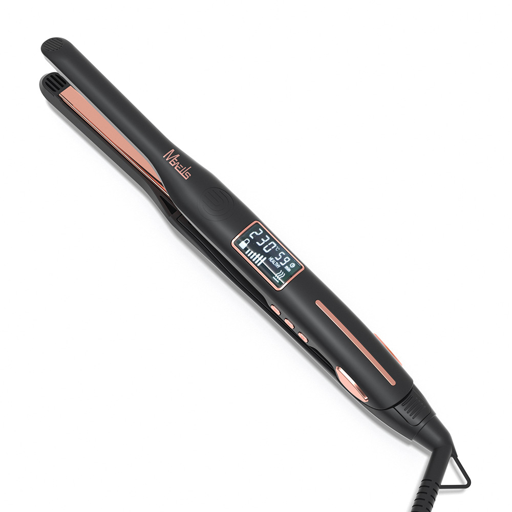 Mewells Hair Straightener 1cm hair straightener, men's bangs electric clip, LCD short hair straightener 10mm narrow plate Item Picture