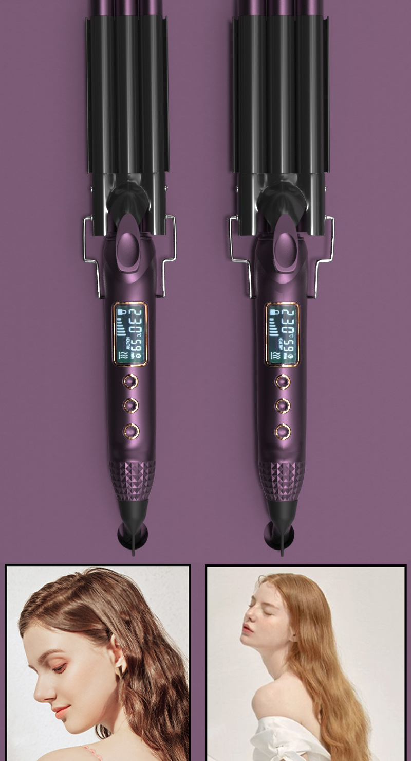 Mewells Egg Roll Bar LCD three-tube Hair Curler Egg Roll Hair Curler Instant Noodle Water Wave Large Wave Hair Curler pic 5