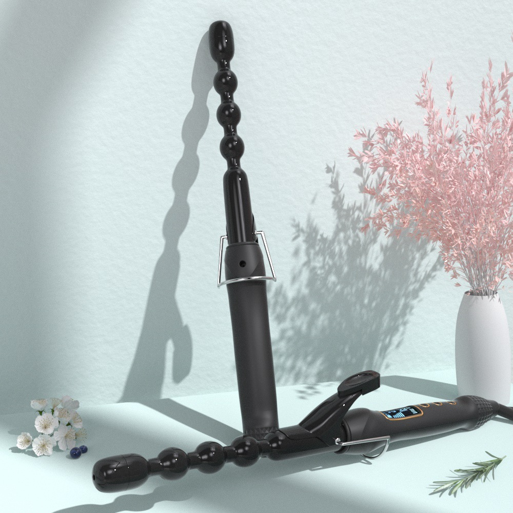 Mewells gourd-shaped curling iron LCD liquid crystal display gourd-shaped curling iron temperature-controlled curling tube hair salon details Picture