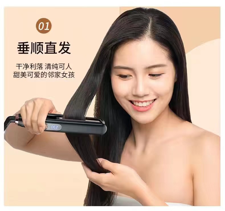 Portable dry and wet dual-purpose hair straightener for foreign trade, curling iron, straightening and curling dual-purpose electric clamp, temperature-adjustable curling iron, straightener and electric clamp pic 3