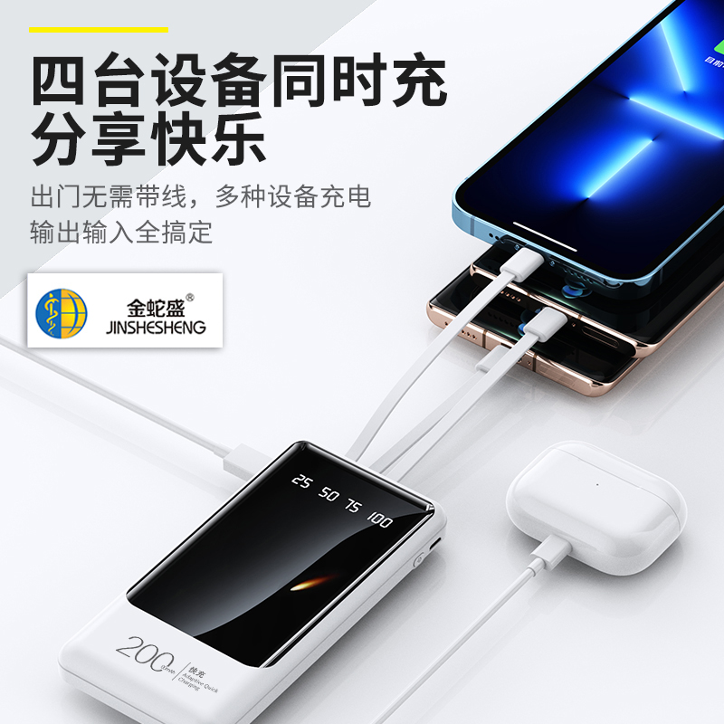 Jinshesheng brand polymer battery cell 20,000 mah detachable 4-wire smart display screen super fast charging mobile power bank Item Picture