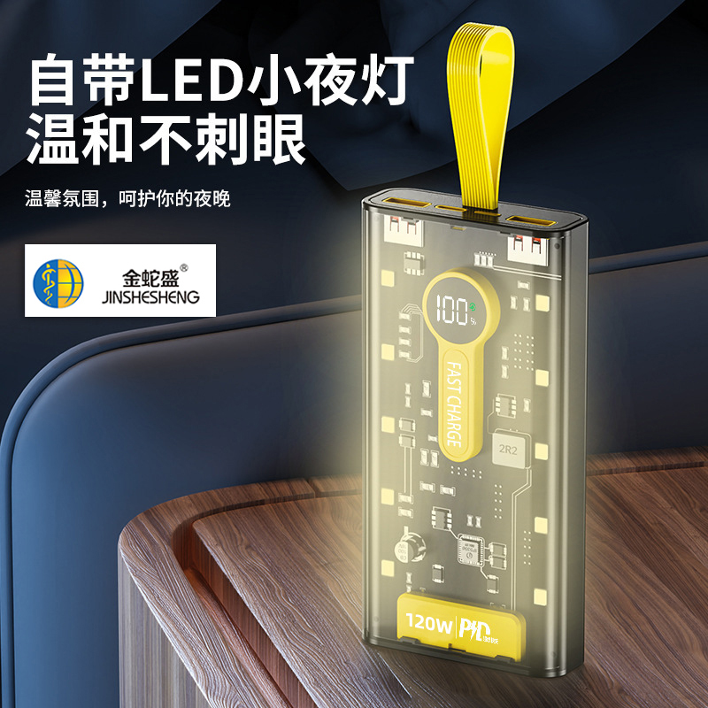 The Jinshesheng brand cyberpunk round screen comes with a 4-wire LED night light and a 120W super fast charging power bank Application Scenario