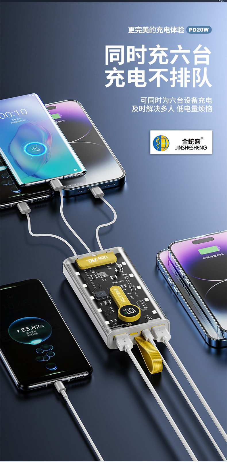 The Jinshesheng brand cyberpunk round screen comes with a 4-wire LED night light and a 120W super fast charging power bank pic 14