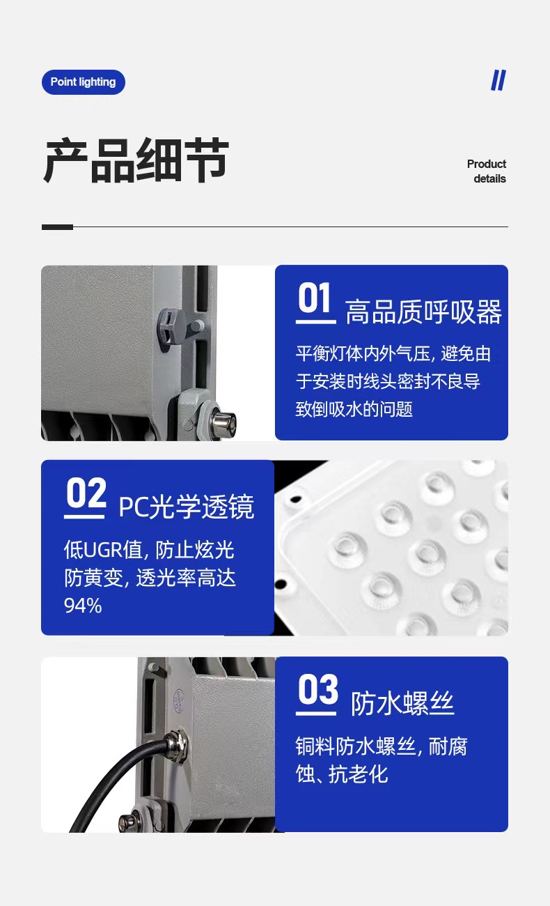 led投光灯户外防水泛光灯市电驱动款压铸外壳庭院广告牌照明灯详情3