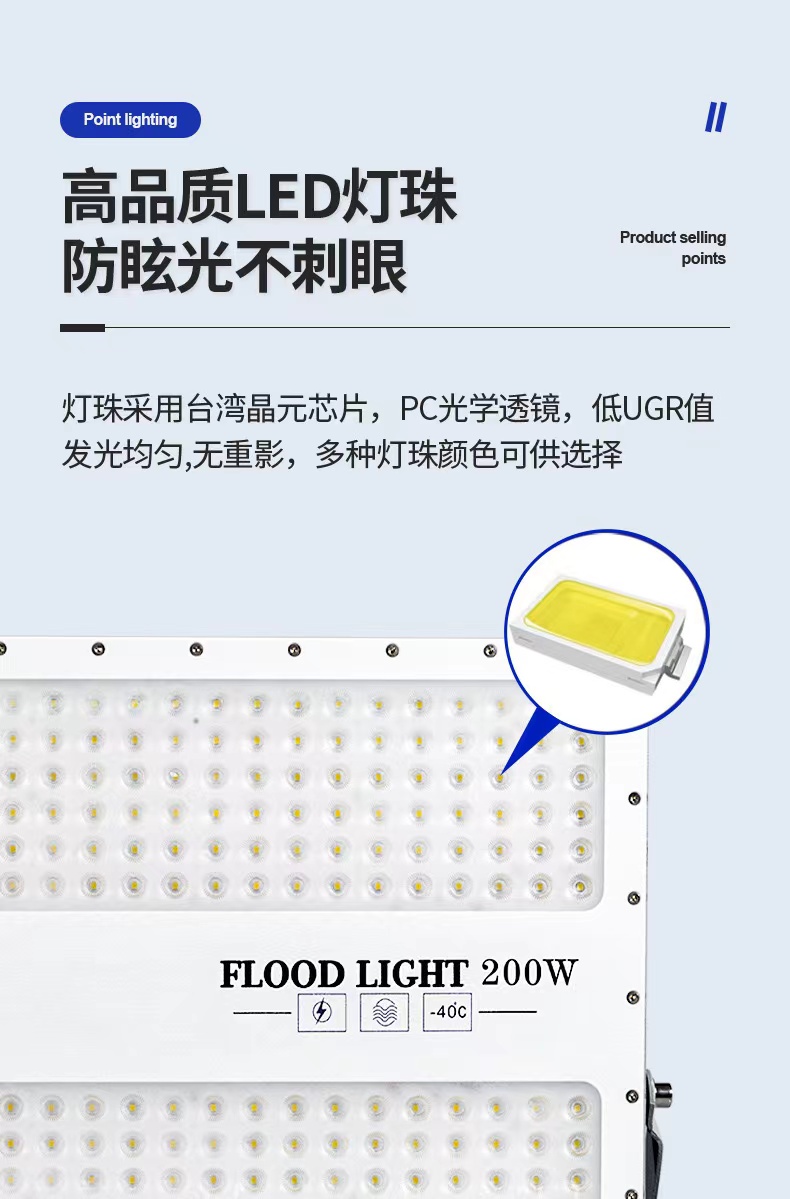 led投光灯户外防水泛光灯市电驱动款压铸外壳庭院广告牌照明灯详情4