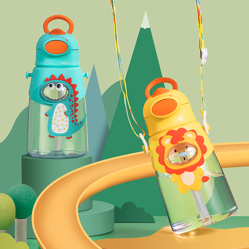 Yiwu quality children's straws, plastic water cups, new large-capacity, high-temperature resistant, Tritan material, anti-drop, summer cups, cartoon cute dolls Specification drawing