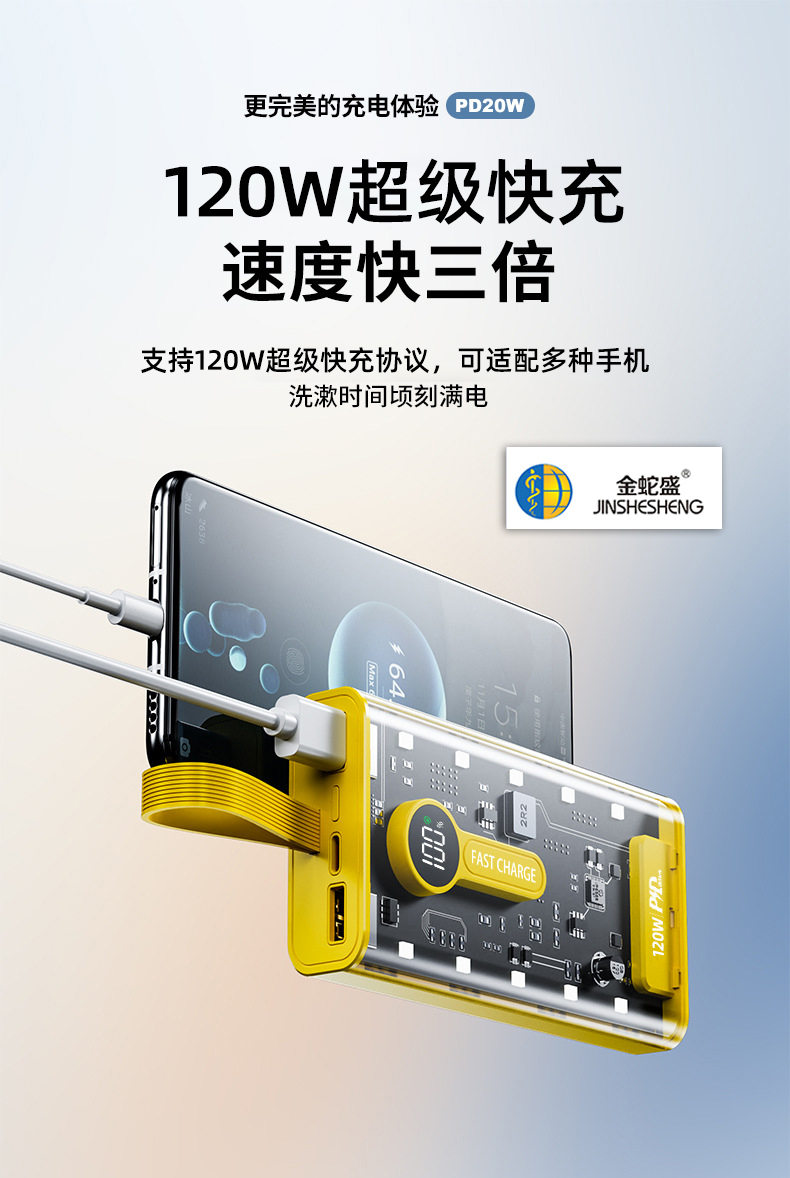 The Jinshesheng brand cyberpunk round screen comes with a 4-wire LED night light and a 120W super fast charging power bank pic 10