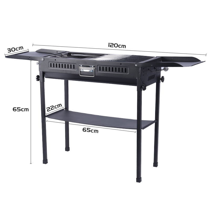 Large barbecue grill, portable folding barbecue rack, outdoor camping barbecue rack, grilling and frying dual-purpose carbon grill, outdoor barbecue rack, stainless steel barbecue rack, outdoor supplies, camping supplies, grill Item Picture