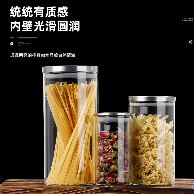 Stainless steel cover storage tank, glass sealed tank, dust-proof storage tank for food and grains, glass tank for dried tangerine peel Application Scenario