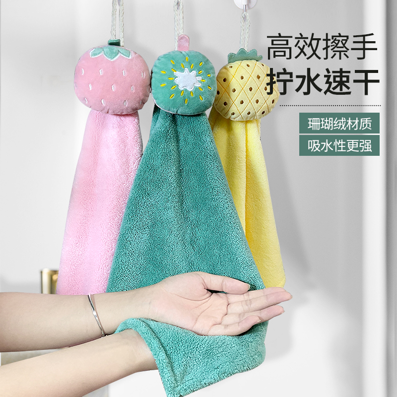 【 Network red 】 Hand towel small towel square can be hung children's household water absorption does not drop hair toilet handkerchief thumbnail