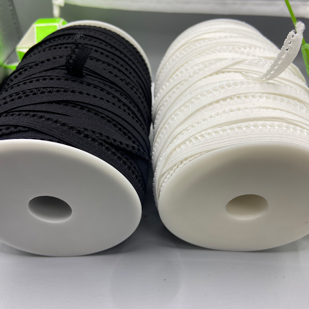 1.0cm针机光丝牙带松紧带弹力织带服装服饰纺织DIY辅料黑白现货供应源头厂家直销详情4