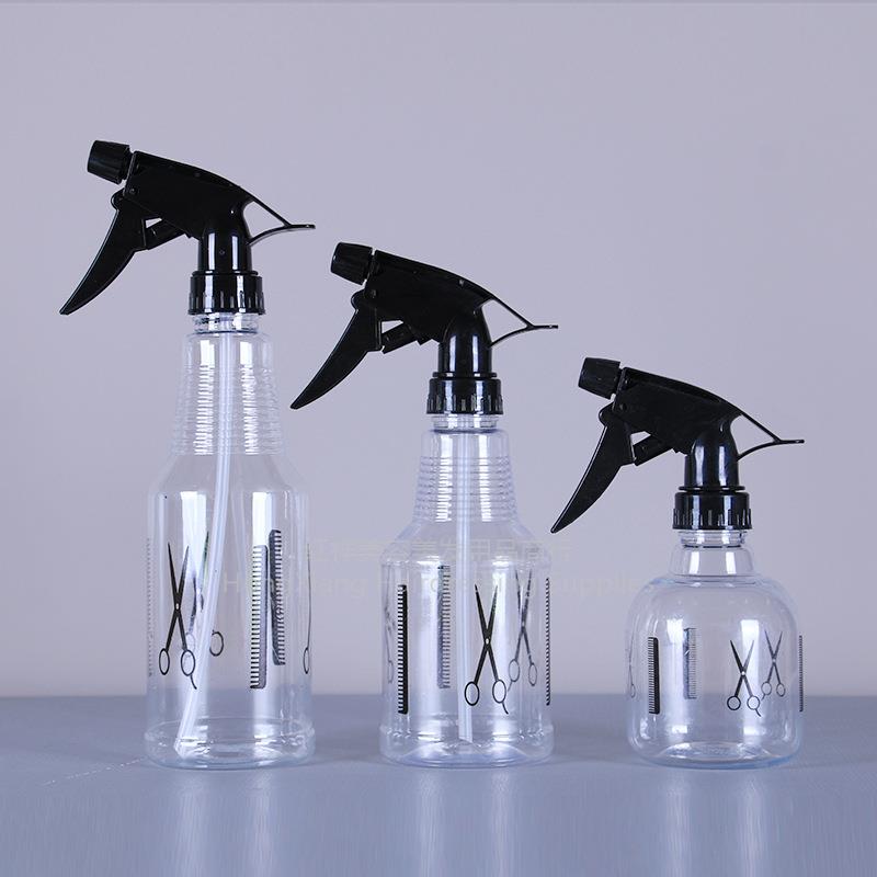 厂家批发350ml毫升小剪刀喷壶喷雾壶透明按压式喷瓶理发剪刀喷壶