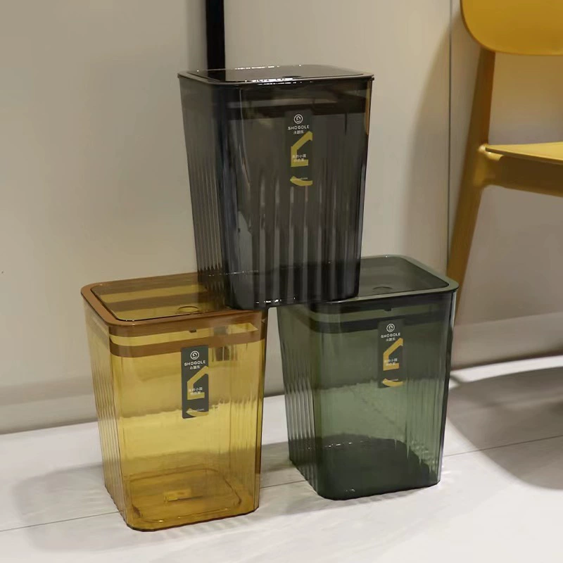The X111-2751PET transparent trash can can be detachable by pressing open the lid and has an internal pressure ring. It is a large-capacity sanitary bucket for kitchens and living rooms