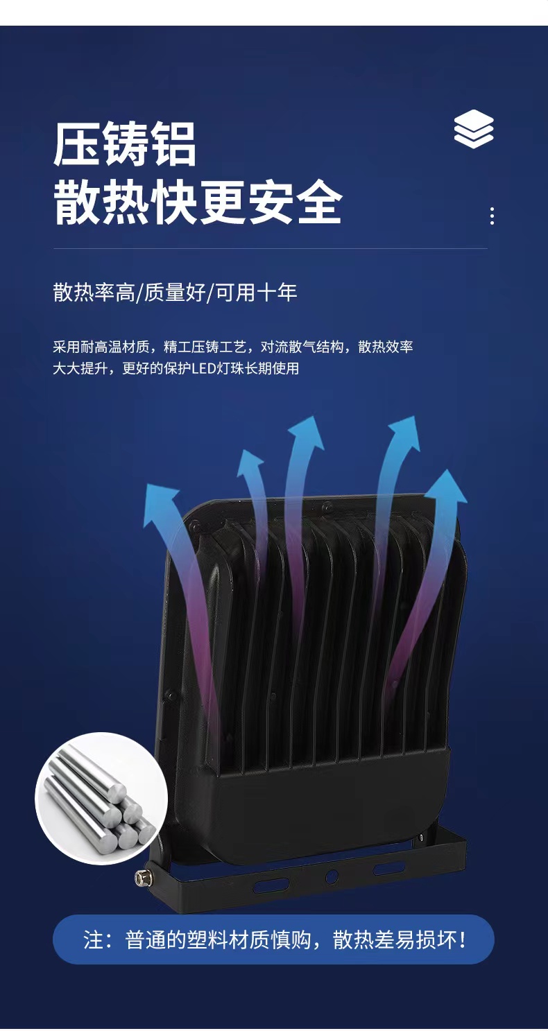 led投光防水防爆户室外照明庭院广告工地工程探照泛光大功率投射详情2