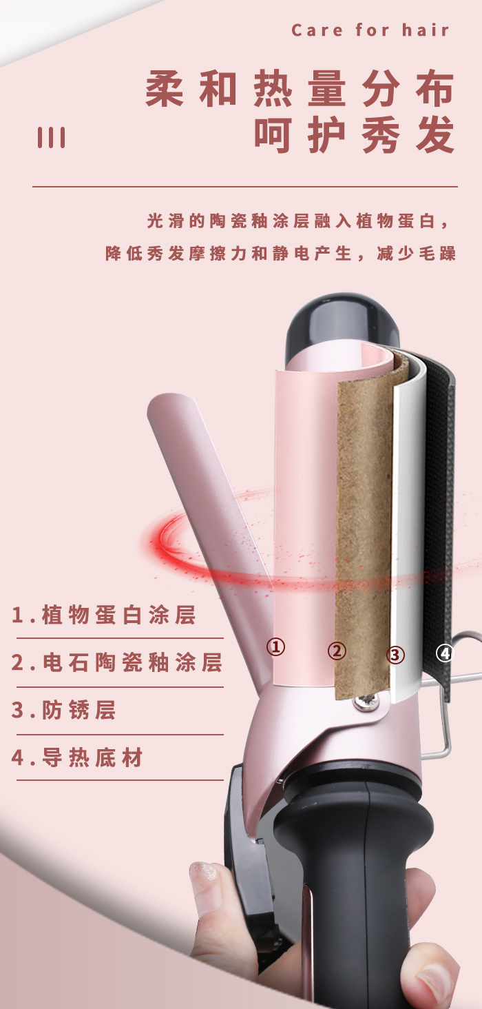 跨境厂家直供科美/KEMEI负离子恒温护发卷发棒五档调节烫发宿舍学生速热卷发器KM-1717详情7