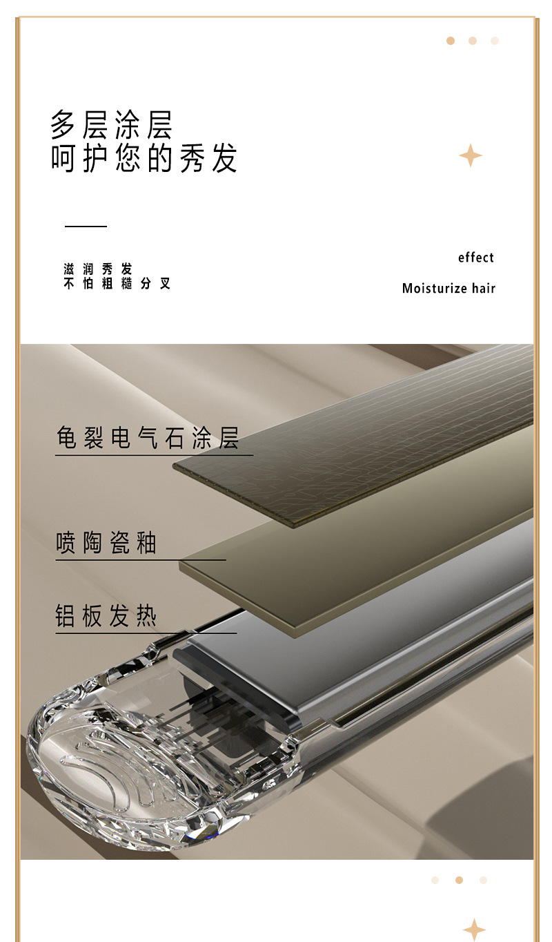 Mewells dual-purpose hair straightener, arc plate straightener, flat plate straightener, titanium plate straightener, temperature control pic 5