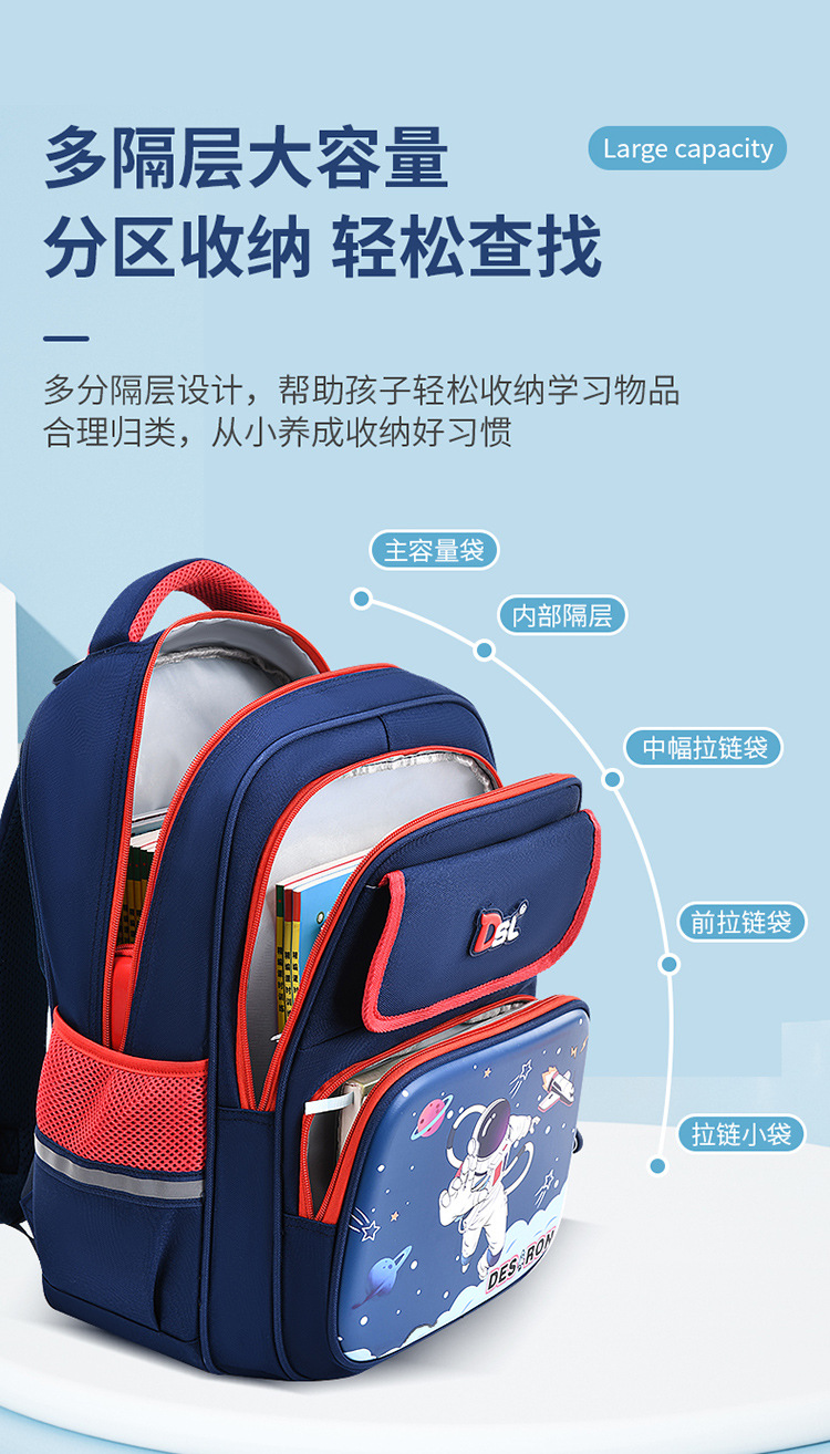 新款卡通男女童儿童书包护脊背包小学生双肩包LZJ-4566详情6
