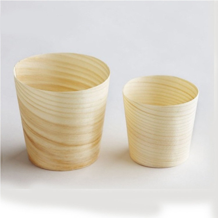Disposable wooden cups, wood veneer cups, artistic dish presentation, decorative wooden cups, pre-meal snacks, French fries, wooden boxes detail image 3