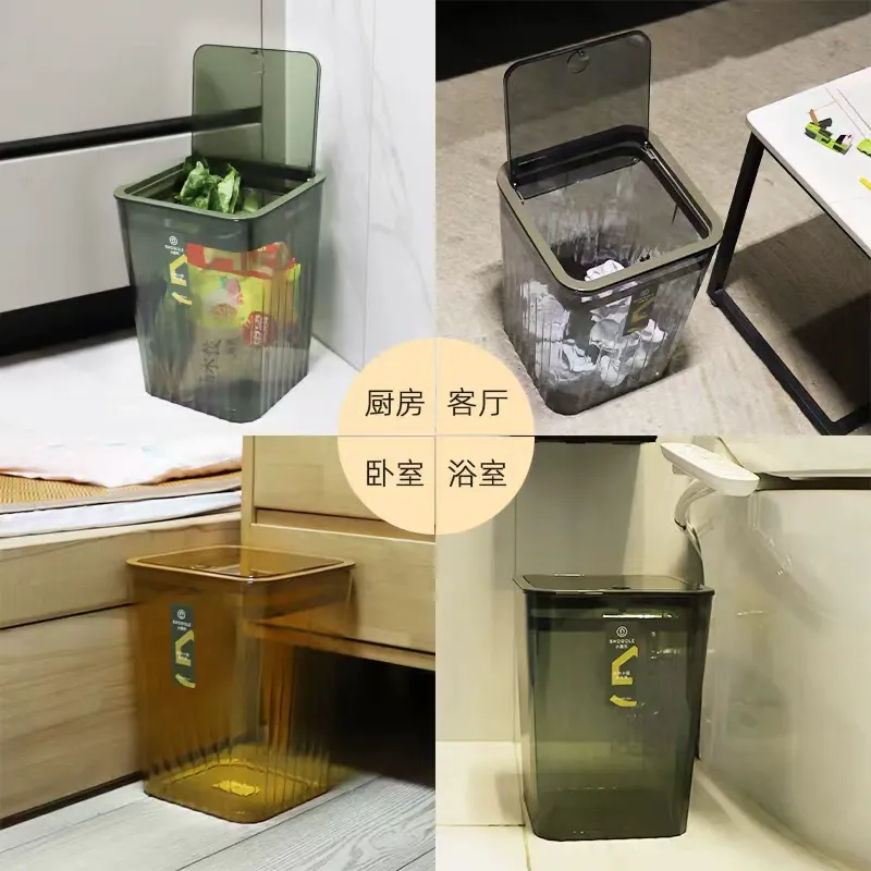 The X111-2751PET transparent trash can can be detachable by pressing open the lid and has an internal pressure ring. It is a large-capacity sanitary bucket for kitchens and living rooms detail image 11