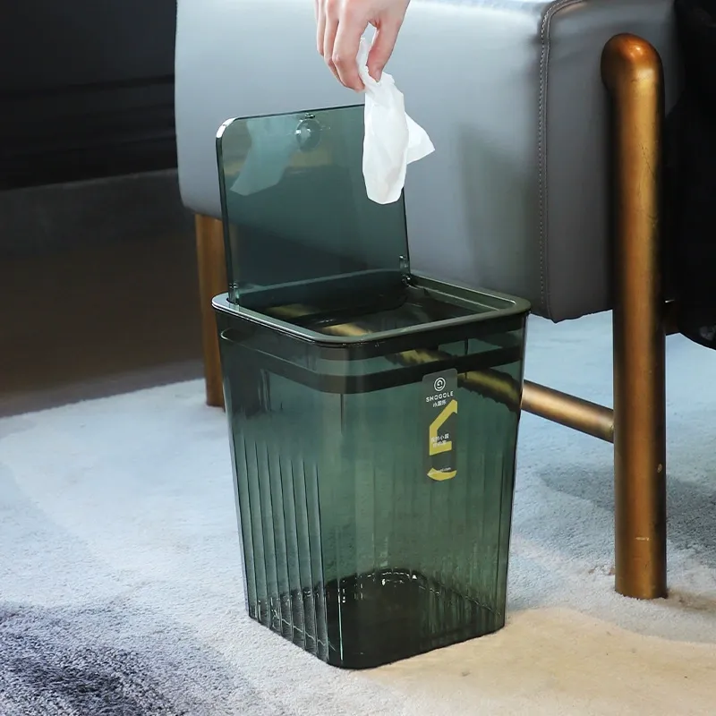 The X111-2751PET transparent trash can can be detachable by pressing open the lid and has an internal pressure ring. It is a large-capacity sanitary bucket for kitchens and living rooms detail image 9
