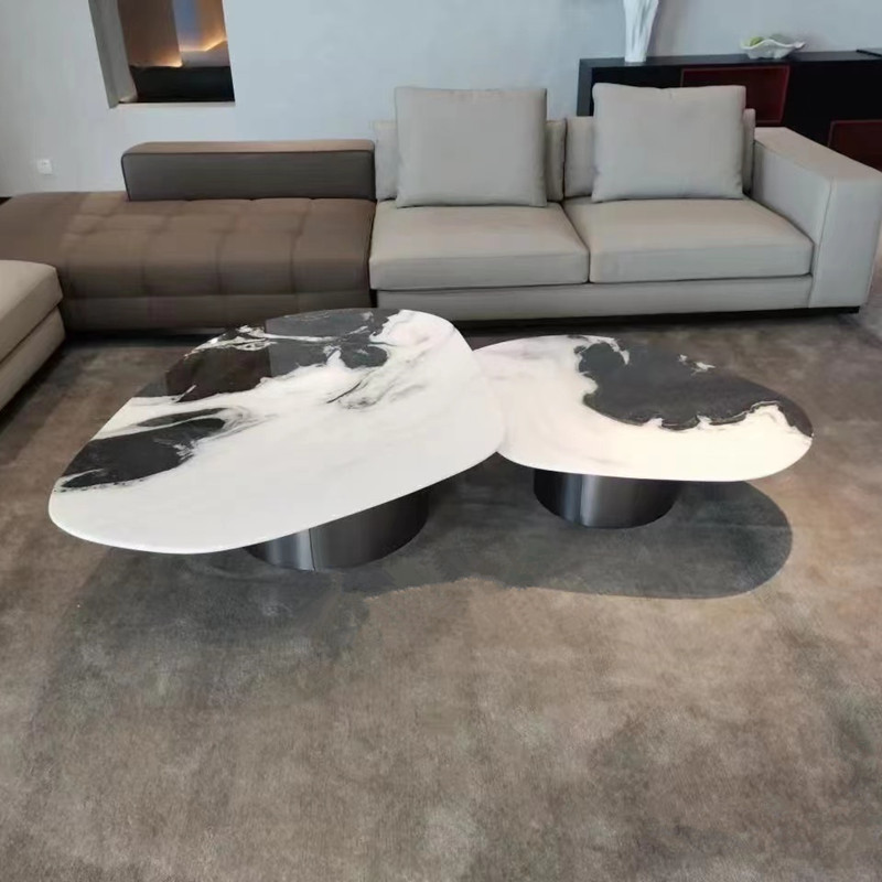 Panda white tea several combination of natural marble home light luxury Italian minimalist shaped tea edge several luxury stone tea table