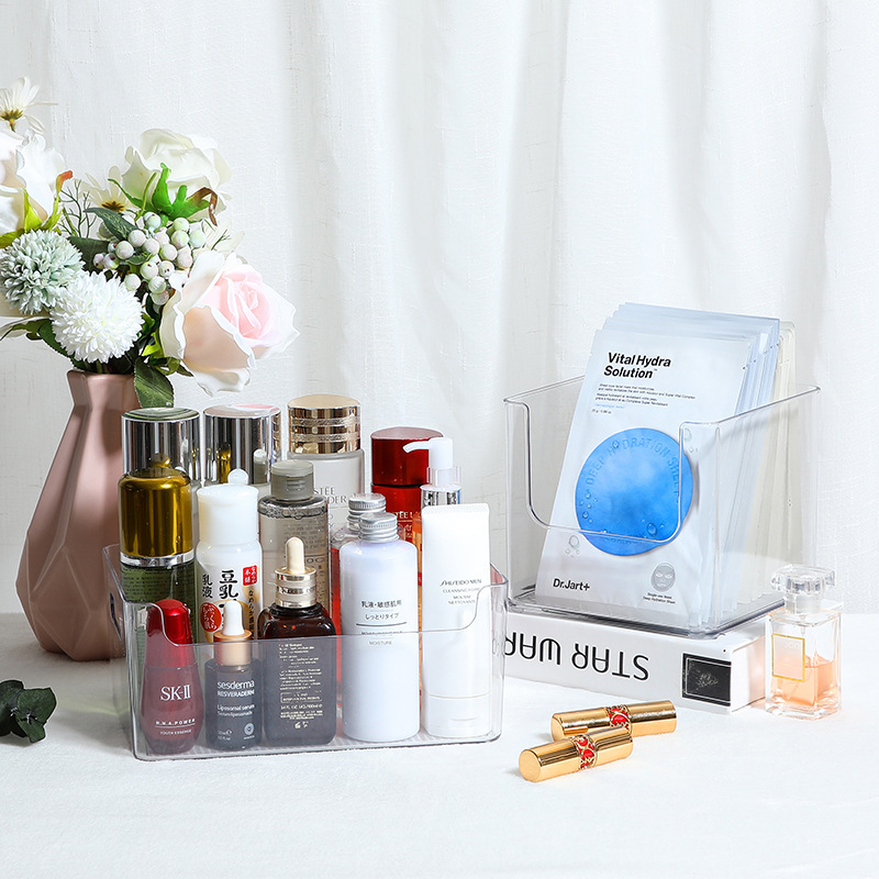 A14-16 Desktop Cosmetics Storage Box Transparent Portable Book Bottle Jar Organizer Box Door details Picture