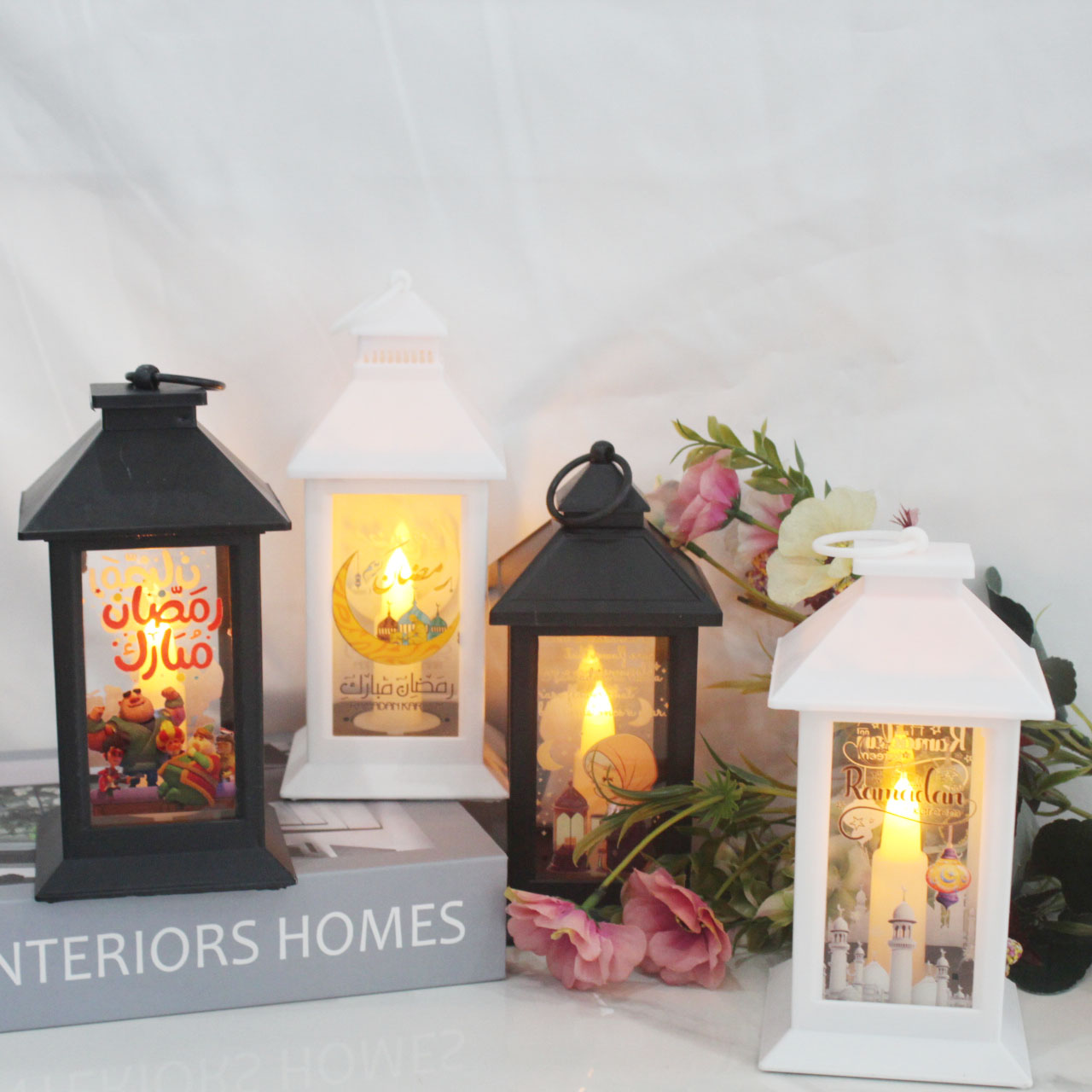 New Ramadan style lantern candlestick, electronic horse lantern, oil lamp, hanging piece, decorative LED candle